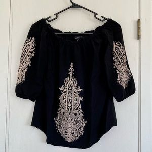 Signature Studio Black Embroidered Blouse